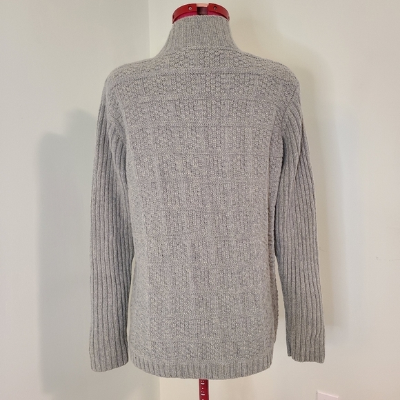 Jillian Jones Mint Green Lambswool Zip Up Square Knit Sweater Medium - Picture 2 of 10